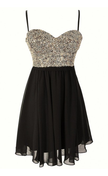 Gold Sequin Bustier Chiffon Dress by Ark and Co